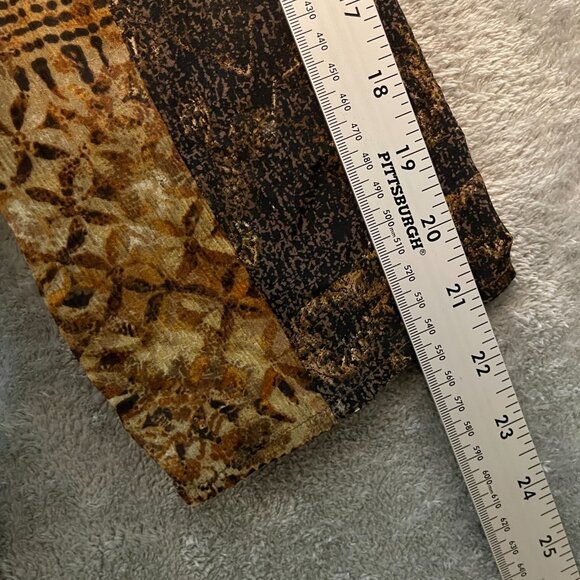 Chicos 1 Women Silk Linen Beaded Mixed Media Aztec V Neck Long Sleeve Top M - Picture 13 of 14